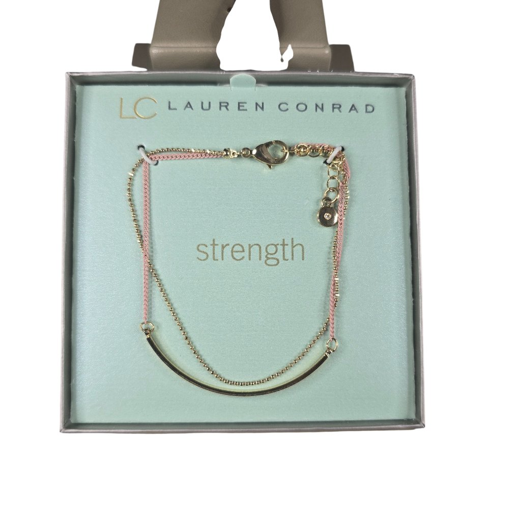 Lc Lauren Conrad Womens Dainty Double Chain Gold Plated Pink Bracelet Nwb 10$